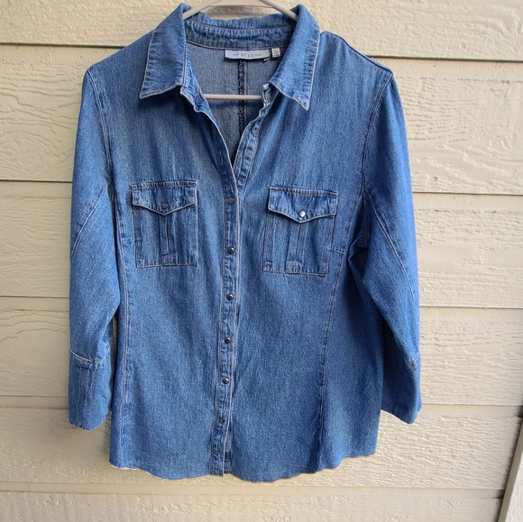 Nexx New York Roll Tab Denim Chambray Snap Shirt - Picture 2 of 8